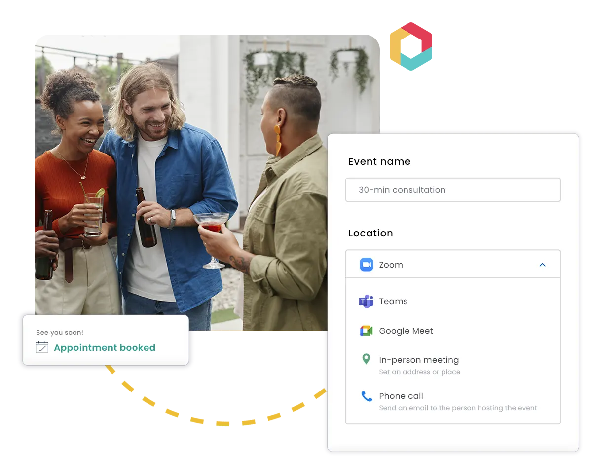 Create custom email invites - Define meeting-specific availability, buffer times, and custom meeting type, and attach notes and documents. Automatically add your Zoom or Teams web conference details to your invite. 