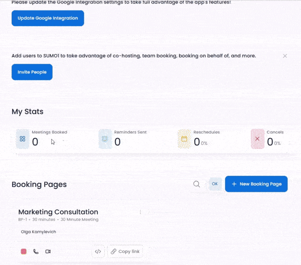 SUMO AI scheduler booking set up